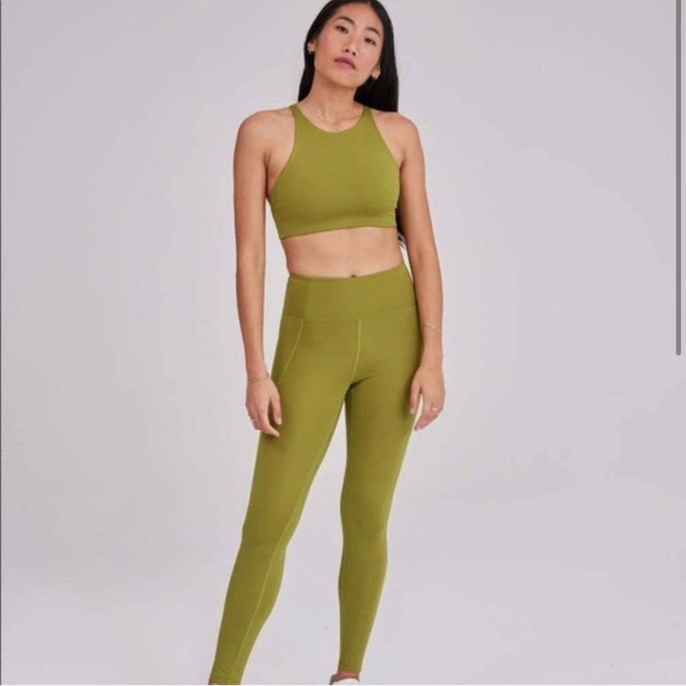 Girlfriend Collective Compressive High Rise Leggings Ivy Green Lime Chartreuse S - Picture 4 of 12